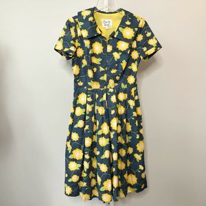 Bea Dot by Mod Cloth Floral Pleated Dress